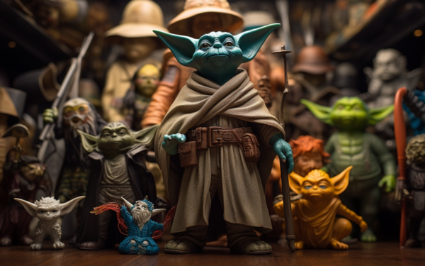 A collection of Star Wars Yoda action figures, showcasing the wise and powerful Jedi Master. May the Force be with you!
